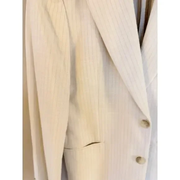 Express Extra Slim Cream Pinstripe Blazer Men’s 36S - Picture 3 of 8